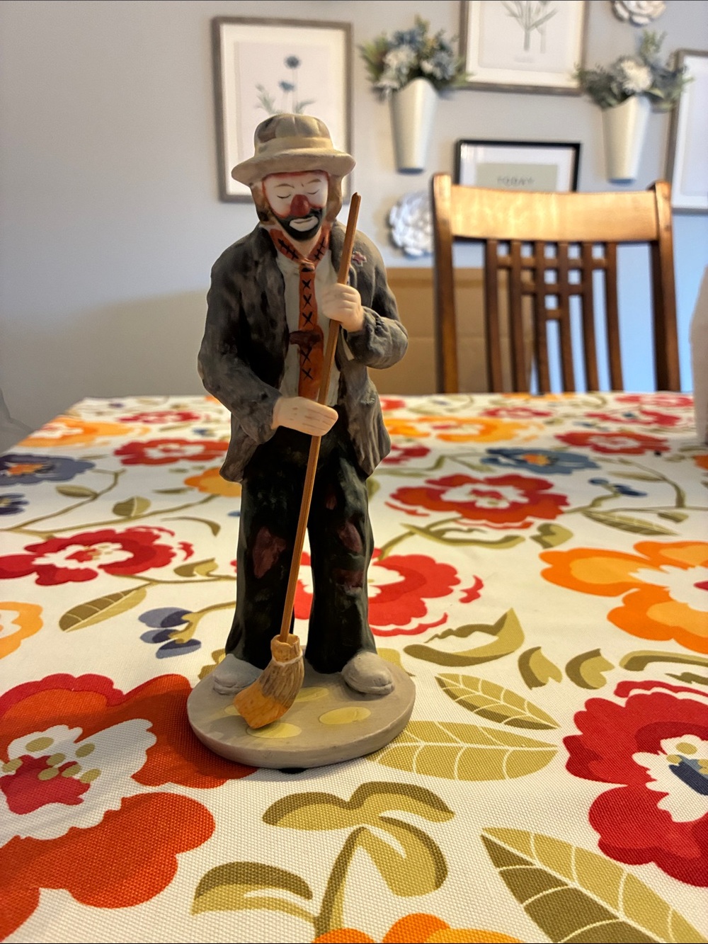 Hand-Painted Ceramic Clown Figurine in Multicolor